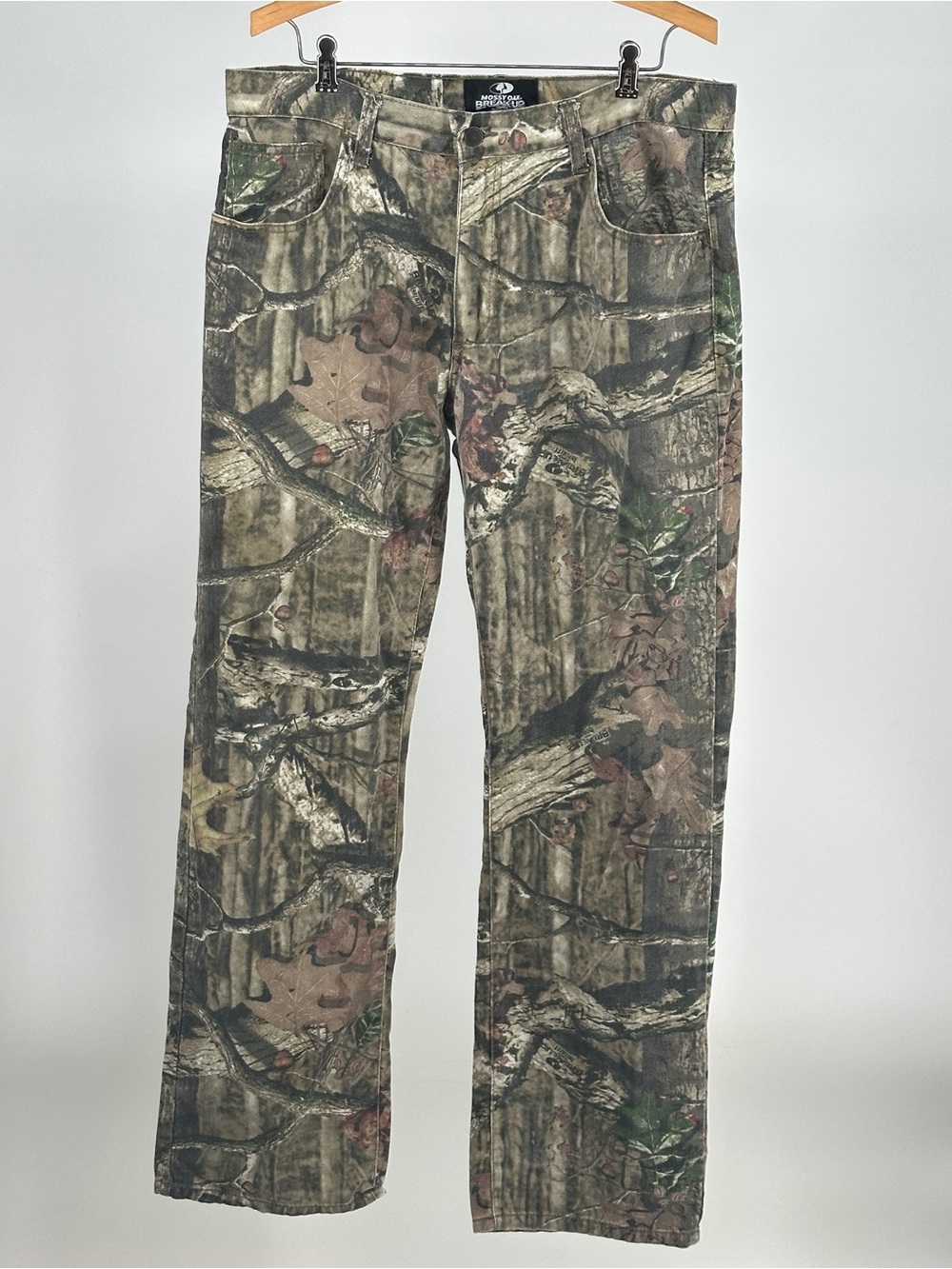 Vintage 36 x 34 Mossy Oak Realtree-Style Green & Brown Camo Straight Jeans